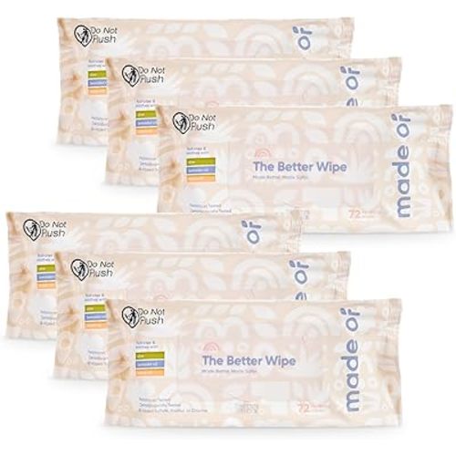 Organic Sensitive Baby Wipes - Hypoallergenic Soothing Wipes for Sensitive Skin - Fragrance-Free, Chemical-Free, Alcohol-Free - Water Based Soothing Aloe and Argan Oil (72 Count (Pack of 6))