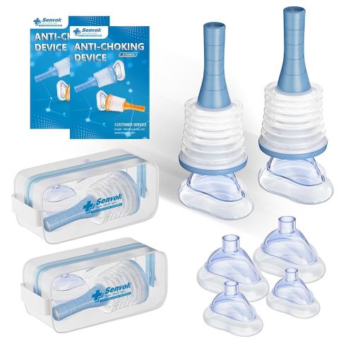 Senvok Choking Rescue Device (2 Sets) - FSA HSA Eligible - Home Kit & Travel Kit - Anti Choking Device for Kids and Adults, Portable Airway Suction Device, Choking First Aid Device