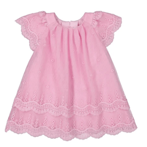 Mayoral 1910-035 Embroidery Pink Tulle Dress (STHE)
