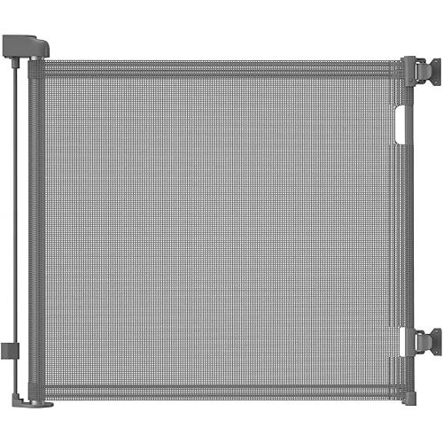 dearlomum Retractable Baby Gate,Mesh Baby Gate or Mesh Dog Gate,33" Tall,Extends up to 55" Wide,Child Safety Gate for Doorways, Stairs, Hallways, Indoor/Outdoor(Grey,33"x55"