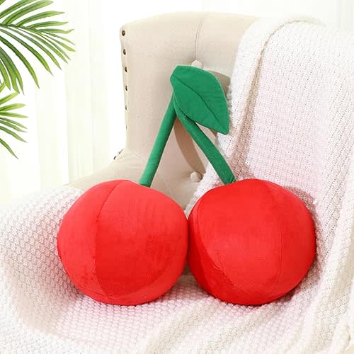 Decorative Cute Cherry Plush Pillow Kawaii Fruit Stuff Hugging Plushies Gift Soft Novelty Pillow Cushion Seat Decor for Kids Girl Home