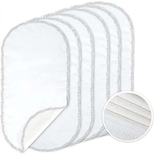6PK Larger Softer Changing Pad Liners Waterproof, 24" x 12" Washable Reusable Flannel Cotton Changing Table Cover Liners Leakproof, Portable Baby Changing Mat for Boys Girls, White