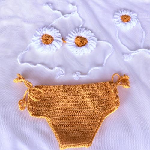 Yellow Crochet Baby Bikini Set,Crochet Summer Set,Baby Girl Crochet Bikini ,Summer Photo Outfit,Crochet Baby Swimsuit ,Yellow Daisy Bikini