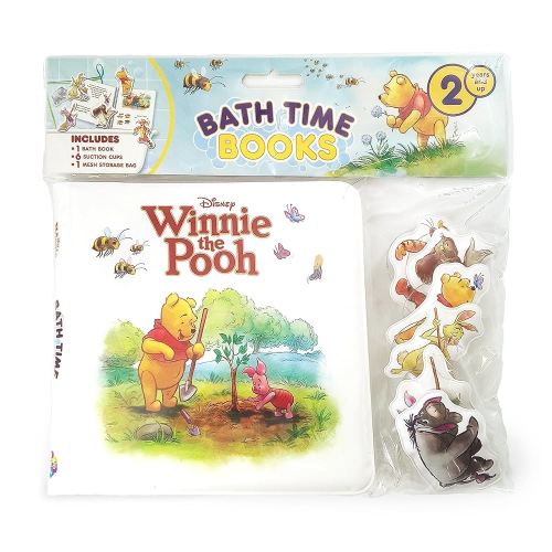 Disney Winnie The Pooh Bath Time Books - Activity Books for kids, Bath book, 6 Padded suction cups, 1 Mesh bag