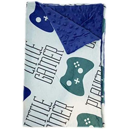Baby Little Video Gamer Game Remote Minky Receiving Blanket Super Soft Swaddle Gift Noob Player 3 Double Layer Dotted Back 30 x 40 Inch
