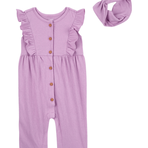 Purple Baby 2-Piece Jumpsuit & Headwrap Set | Carter’s Oshkosh Canada