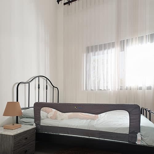 Bed Rail for Toddlers & Infants – Universal Toddler Bed Rails for Twin, Full Size, Queen &King Beds with Thick Mattresses & Recessed beds - Grey 59W*23.5H (Pack of 1)