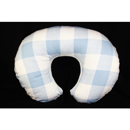 Nursing Pillow Cover- Blue Buffalo Check With Minky Underside