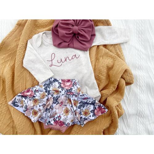 Personalized Floral Newborn Baby Girl Outfit,custom name girl, coming home outfit for baby girl, baby girl outfit, hospital outfit girl
