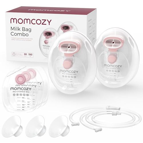 Momcozy Wearable Milk Collection Cups with Storage Bags (5 oz), Direct-to-Bag Breast Milk Bag Combo, Breast Pump Parts for Momcozy V1 Pro/V2 Pro/V1/V2 Pump & Most Electric Breast Pumps, 2 Pack