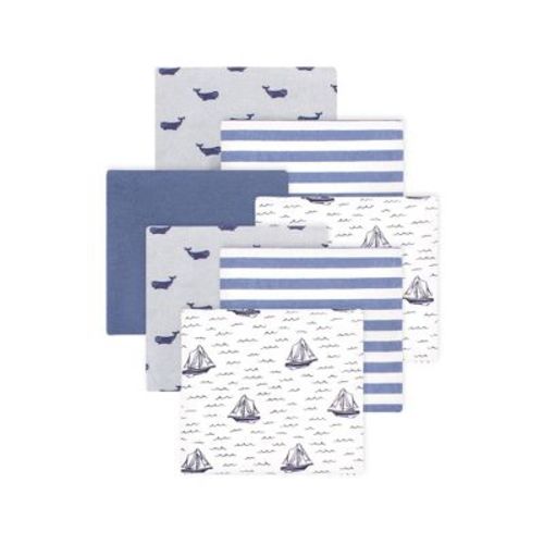 Little Treasure Hudson Baby Boys Cotton Poly Flannel Receiving Blankets Multipack, Blue Sailboat, 30x30 inches