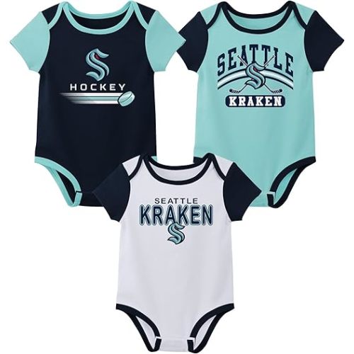 Outerstuff NHL Teams Newborn Baby and Infant Short Sleeve Bodysuit Variety 3-Pack (0-18m)