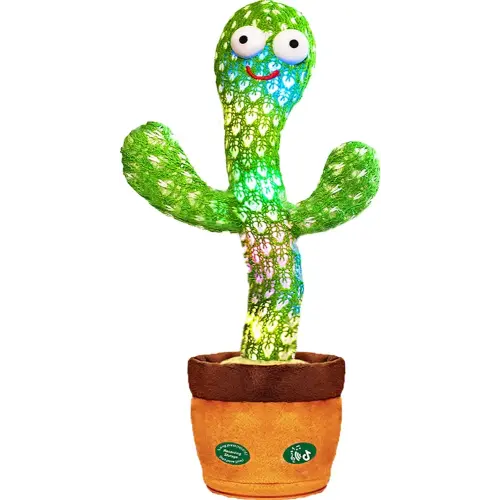 Talking Cactus Toy with LED English Songs, Singing Cactus Dancing Musical Tummy Time Toys Baby Mimicking Repeats What You Say (Audio Recording & Retelling) Boys Girls Interactive Easter Toys