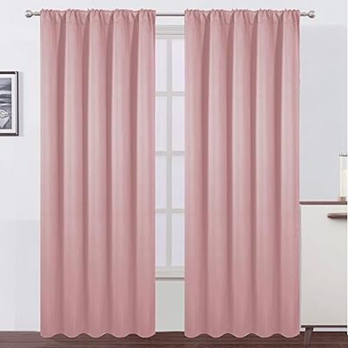 LEMOMO Pink Blackout Curtains 52 x 84 Inch Set of 2 Panels Room Darkening Curtains for Bedroom