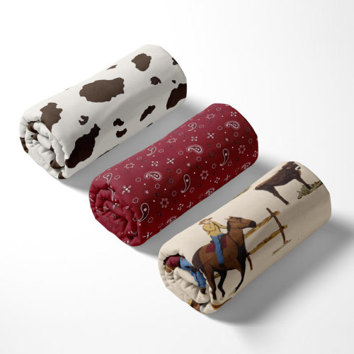Sweet Jojo Designs Western Cowboy Boy Baby Fitted Crib Sheet Set Infant Newborn Nursery Toddler Bed Room Standard Mattress 3p Wild West Horse Horseshoe Cow Print Animal Bandana Plaid | Wayfair