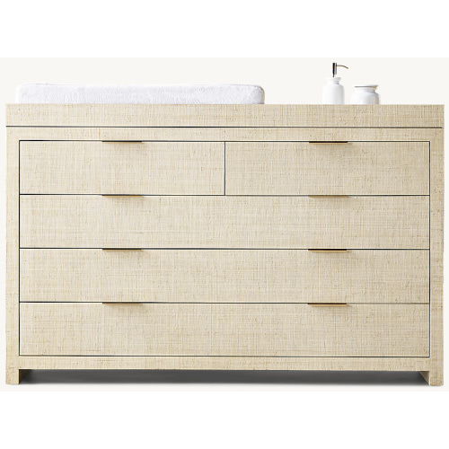 Burke Raffia Wide Dresser & Topper Set | RH Baby & Child