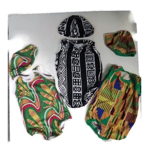 Onesies/Sleeveless /Matching Cap-African Print