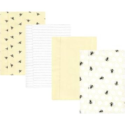 Hudson Baby Unisex Baby Cotton Flannel Burp Cloths, Honey Bee, One Size