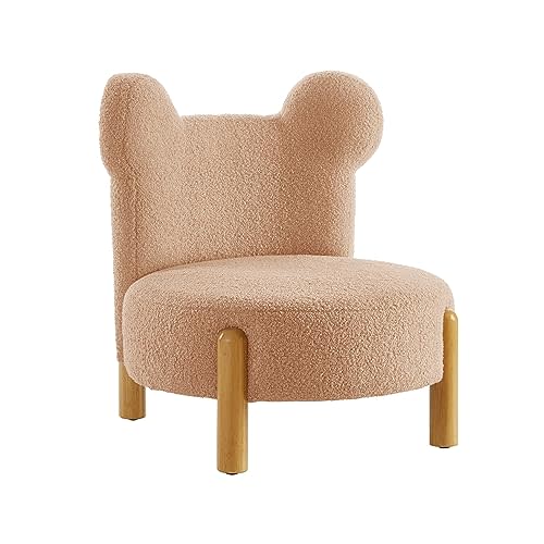Ball & Cast Upholstered Kids Sofa Sherpa Bear Chair Armless Accent Chair, Brown
