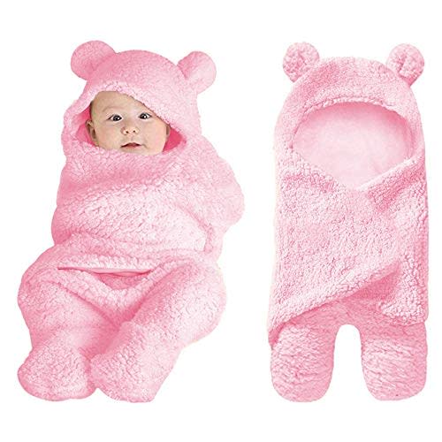 XMWEALTHY Cute Baby Items Newborn Plush Nursery Swaddle Blankets Soft Infant Girls Clothes Pink