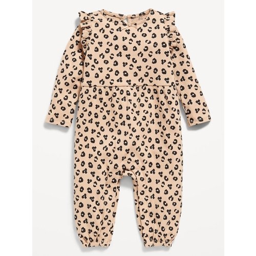 Long-Sleeve Ruffle-Trim Ribbed Jumpsuit for Baby | Old Navy