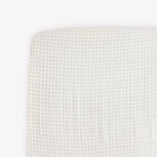 Cotton Muslin Crib Sheet - Tan Gingham