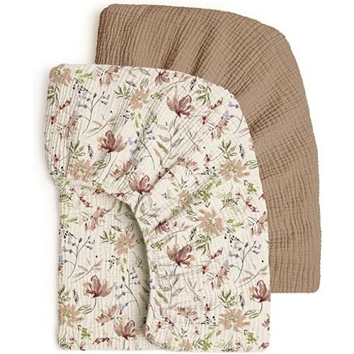 Lulumoon Crib Sheet Muslin for Baby: Soft Cotton Crib Sheets Fitted for Toddler Girl and Boy - Breathable Crib Mattress Sheet