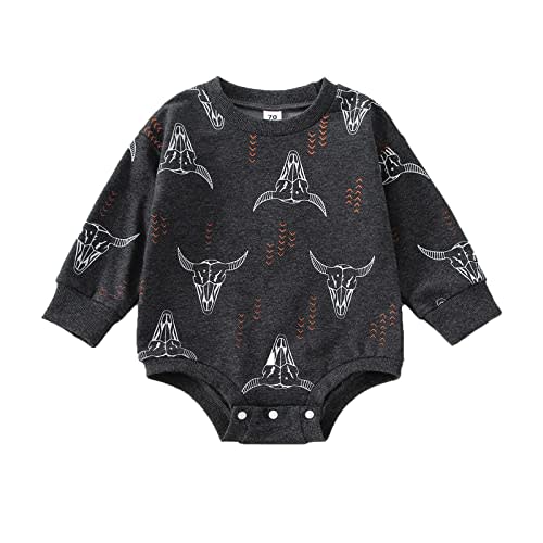 Hnyenmcko Western Baby Boy Girls Clothes Newborn Infant Cow Print Sweatshirt Romper Oversized Long Sleeve Bodysuit