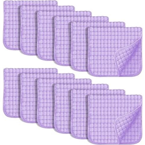 SWEET DOLPHIN 12 Pack Muslin Burp Cloths Large 100% Cotton Hand Washcloths for Baby - Baby Essentials Extra Absorbent and Soft Boys & Girls Milk Spit Up Rags for Newborn Registry - Purple, 20" X10"
