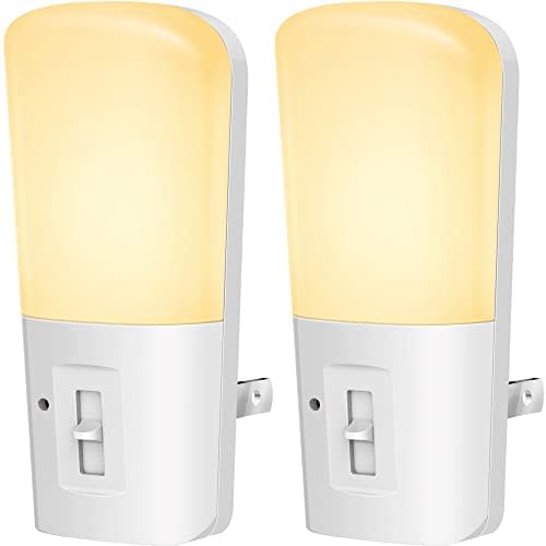 LOHAS Plug in Night Light, Dimmable LED Night Lights with Dusk to Dawn Sensor, Soft White 3000K Sleep Nightlight, Adjustable Brightness 5-80lm Mini Light for Nursery Kids Room Hallway Kitchen, 2 Pack