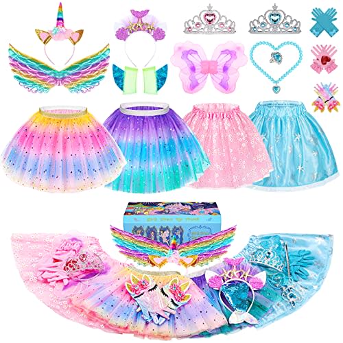 STOPKLAS Little Girls Dress Up Costume Set, Fairy and Mermaid Princess Dress Up Clothes Pretend Play Costume for Toddler Girl 3 4 5 6