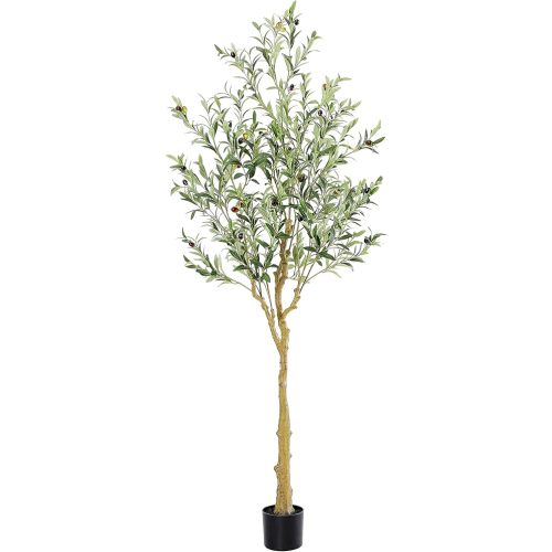 Tall Faux Olive Tree,6Ft(72in) Realistic Texture Potted Silk Artificial Olive Tree, Fake Olive Trees Indoor Outdoor for Home Office Living Room Bedroom Foyer Porch Decor.