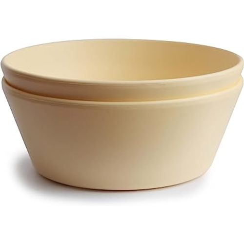 mushie Round Dinnerware Bowls for Kids | Made in Denmark, Set of 2 (Daffodil)
