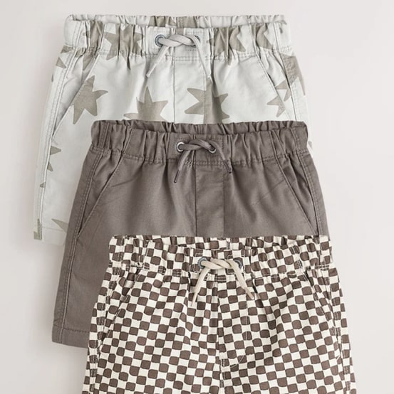 Buy Brown/Star/Checkerboard Pull On Shorts 3 Pack (3mths-7yrs) from Next USA