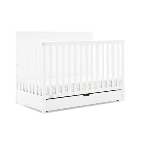 Delta Children Simmons Kids Logan 6-in-1 Convertible Crib with Underdrawer - Greenguard Gold Certified, Bianca White