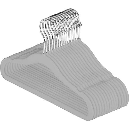 Baby Nest Designs Baby Hangers for Closet 15X Velvet Infant Baby Clothes Hangers Newborn Essentials for Nursery Dividers and Organizer Grey - Gray - 15 Count (Pack of 1)