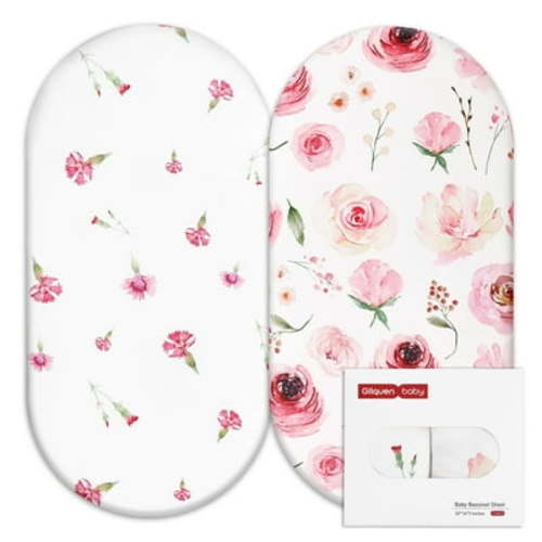 Gllquen Baby Crib Fitted Sheets, 2-Piece Fashion Creamy Roses Bed Set, Breathable Cozy for Newborn Baby Boys Girls 32"X16"