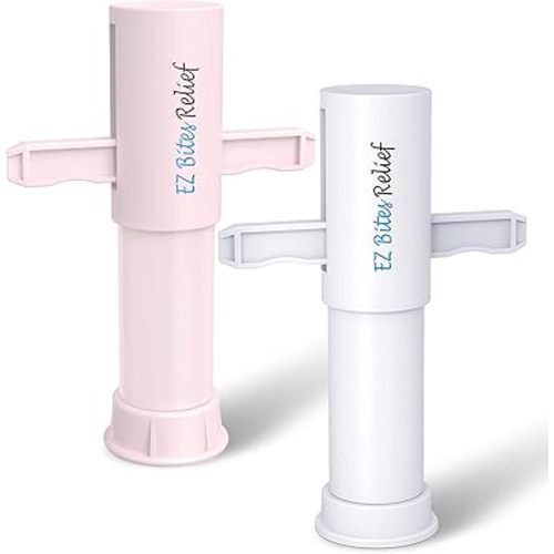 EZ Bites Relief Suction Tool, 2 Packs, Vacuum Venom Extractor, Itch Relief for Bee Sting, Remover for Saliva/Venom Left by Bites, Naturally Reduce Itch & Swell, Kid Friendly, Pink/White