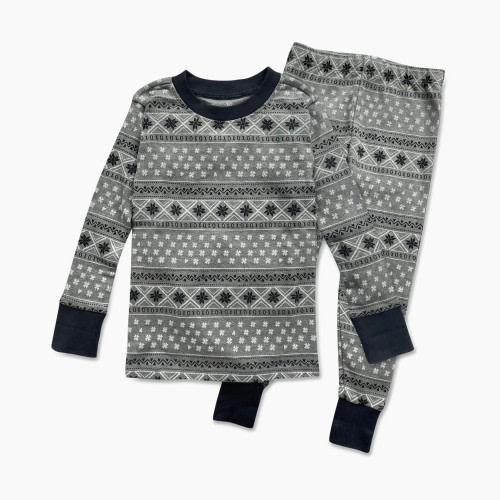 Honest Baby Clothing Kids Heather Grey Fair Isle "Fam Jam" 2 Piece Matching Family Pajama Set - Pajama Chic Heather Grey Fair Isle, X-Large