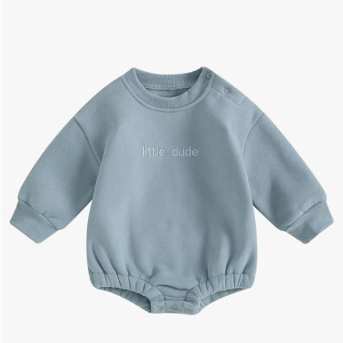 VISGOGO Newborn Infant Baby Boy Girls Oversized Romper Little Dude Sweater Onesie Coming Home Outfit Neutral Clothes