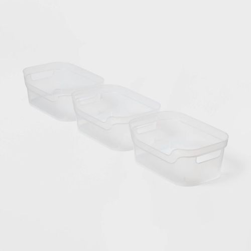 3pk Small Open Front Storage Bins Clear - Brightroom™: Portable Plastic Utility Tubs, Universal Storage, 3.1 Volume