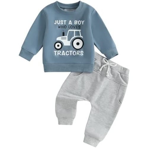 WZTYYDS Baby Boy Clothes Funny Letter Long Sleeve Sweatshirt Pullover Tops Joggers Pants Set Toddler Fall Winter Outfits
