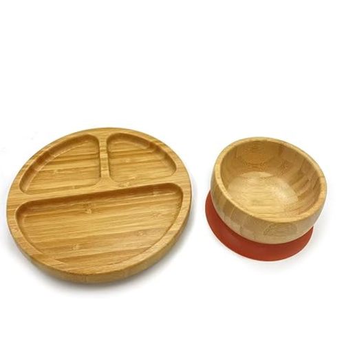 bamboo plate & bowl suction set, bamboo baby bowl, baby plates, wooden baby plates, bamboo suction plates for babies, bamboo plates baby, wood baby feeding set, bamboo baby plates, bamboo bowls dishes