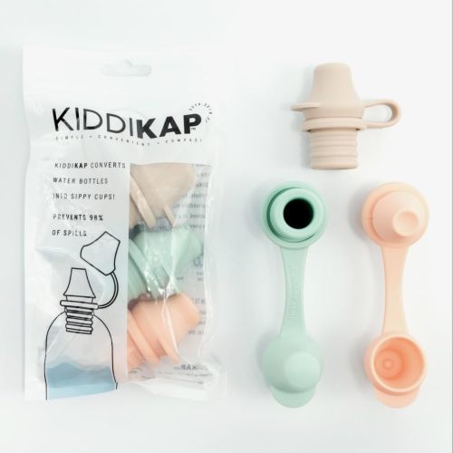 Kiddikap - Water Bottle Spout Adapter for Kids, Babies, & Adults - 3-Pack Set, 98% Leak-Proof, No-Spill Design, BPA-Free, Reusable, & Easy-to-Use, (Sage, Sand & Peach) - 4mm Slit