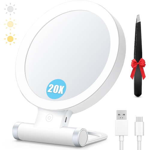 BBeauty Planet 20X Magnifying Mirror with Light, Double-Sided Travel Vanity Mirror