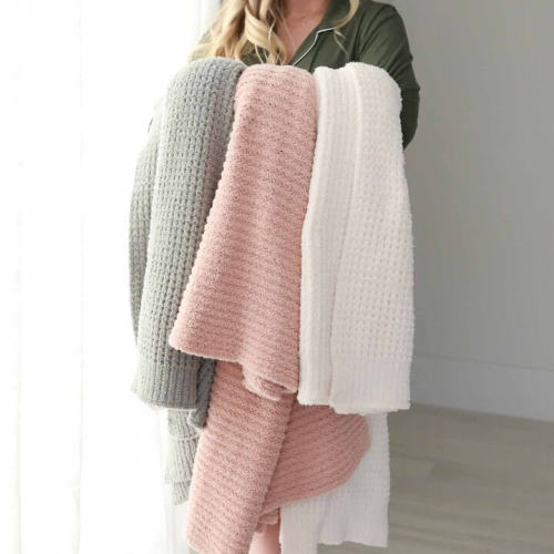 CuddleLane™ Luxe Waffle Blankets - Whisper