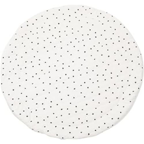 Poppyseed Play Baby Play Mat, Extra-Thick & Extra-Large Round Floor Pad, Designed for Tummy Time, Crawling, & Baby Activity Gyms, Foldable & Portable (Black Squiggle Dot, 43" Round)