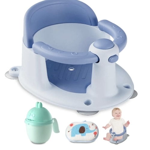Baby Bath Seat, Baby Bathtub Seat for 6 Months & Up, Infant Bath Seat with Secure Suction Cups, Non-Slip Toddler Bath Seat Cute Blue