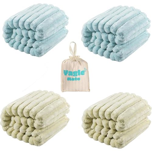 4 Pack Fuzzy Baby Blanket for Boy, Soft Newborn Crib Blankets with Wider Striped Design Samll Throw Toddler Receiving Blanket for Daycare,30”×40” (Blue、Green)