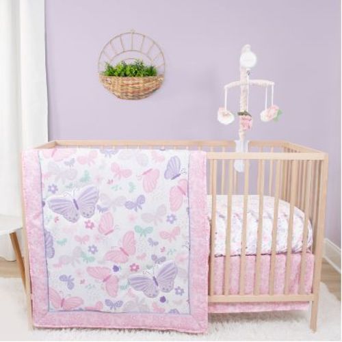 The Peanutshell Butterfly Song Crib Bedding Set and Mobile - 4 Piece Set
